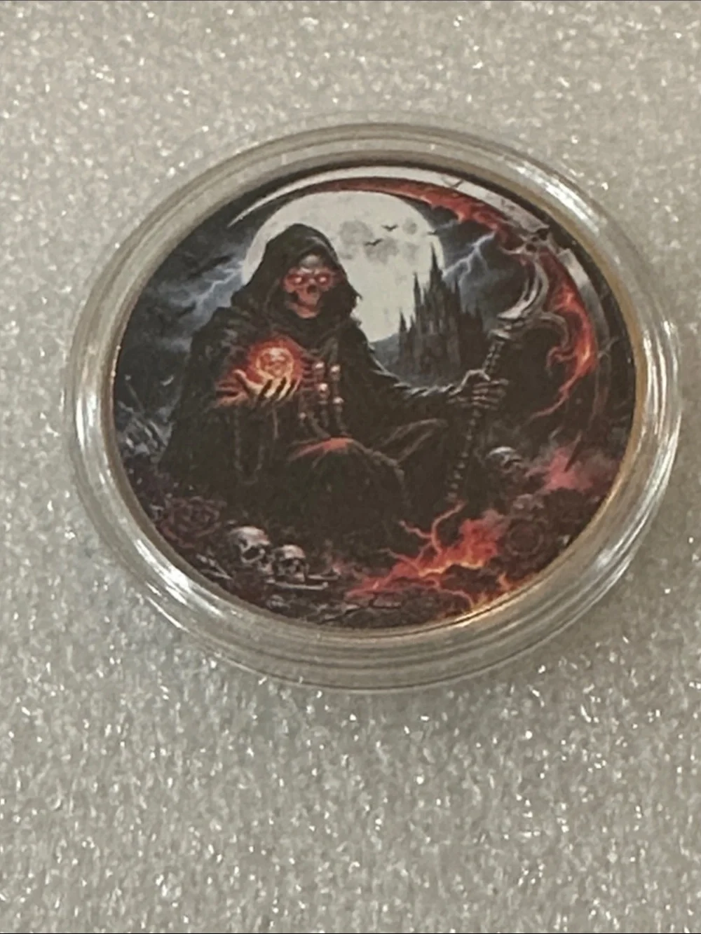 Grim Reaper Coin Art Insert - Black & Red Fantasy